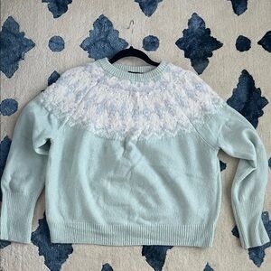 Ann Taylor Light Green Sweater with White Detailing